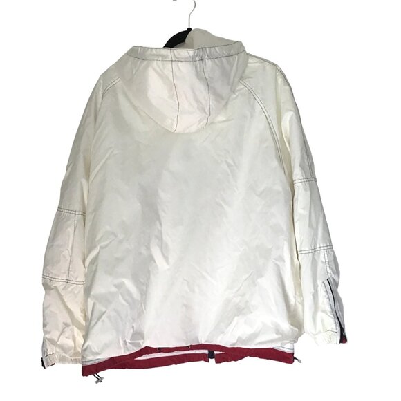 MENS WHITE WINDBREAKER SHERPA LINE SIDE POCKETS HOODIE JACKET SIZE X-LARGE - Picture 2 of 5
